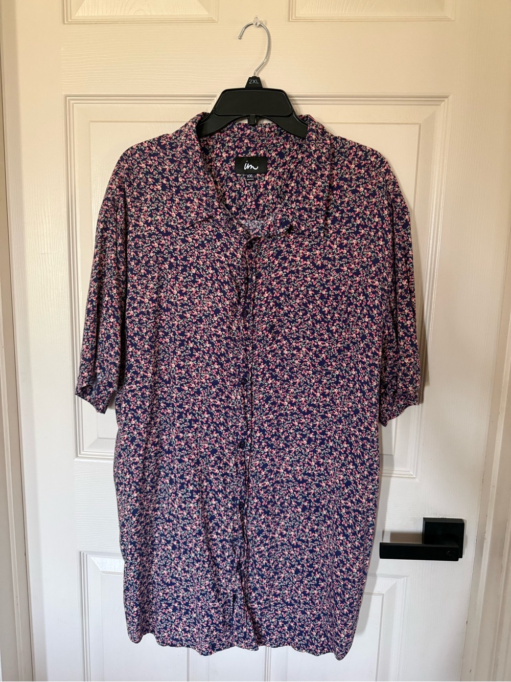 Imperial Motion Navy Blue Button-Down Shirt with Pink Floral Print